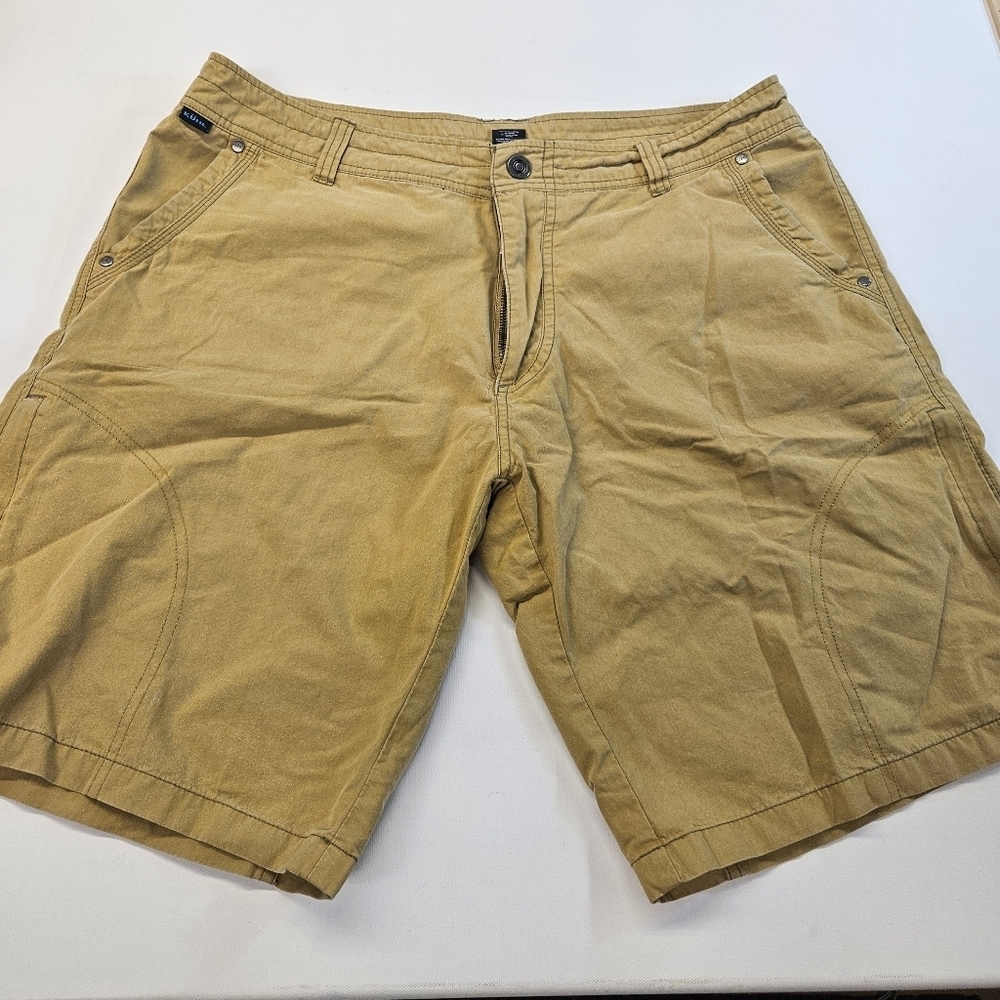 Kuhl Men’s Cargo Shorts Size 36 Vintage Patina Dye Hiking Outdoors Tan